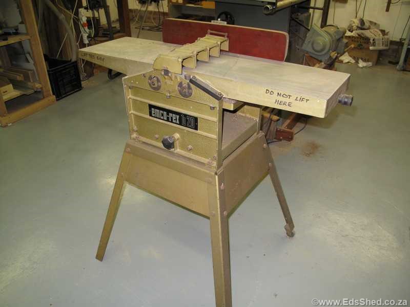 Thicknesser planer also has a vacuum source overhead.